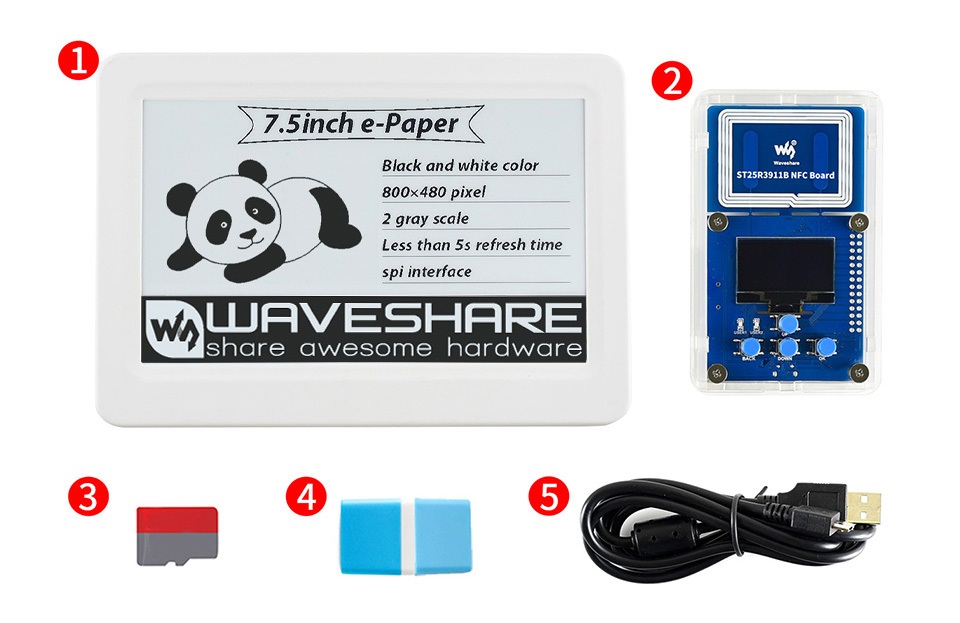 7.5inch NFC e-Paper Eval Kit 配置清单