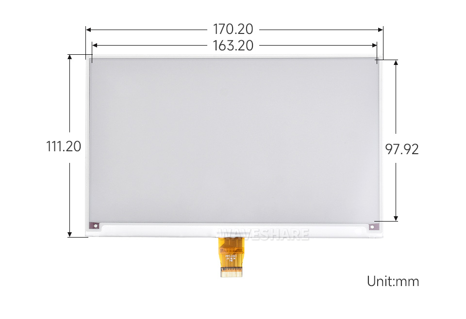 7.5 英寸电子墨水屏模块尺寸