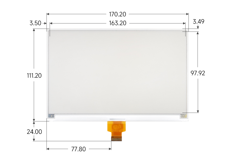 7.5 英寸电子墨水屏模块尺寸