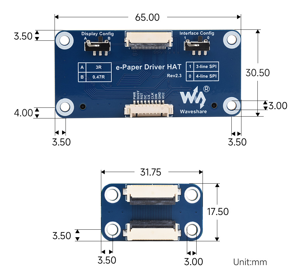 7.5 英寸电子墨水屏模块尺寸