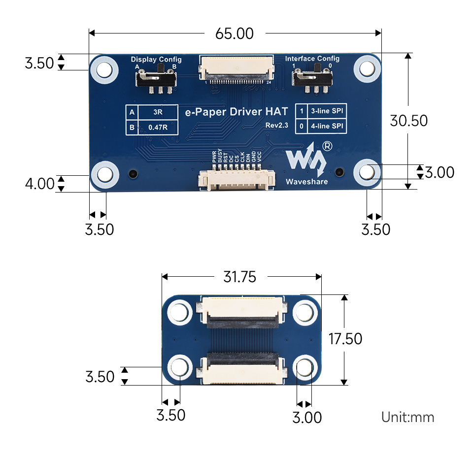 7.5 英寸电子墨水屏模块尺寸