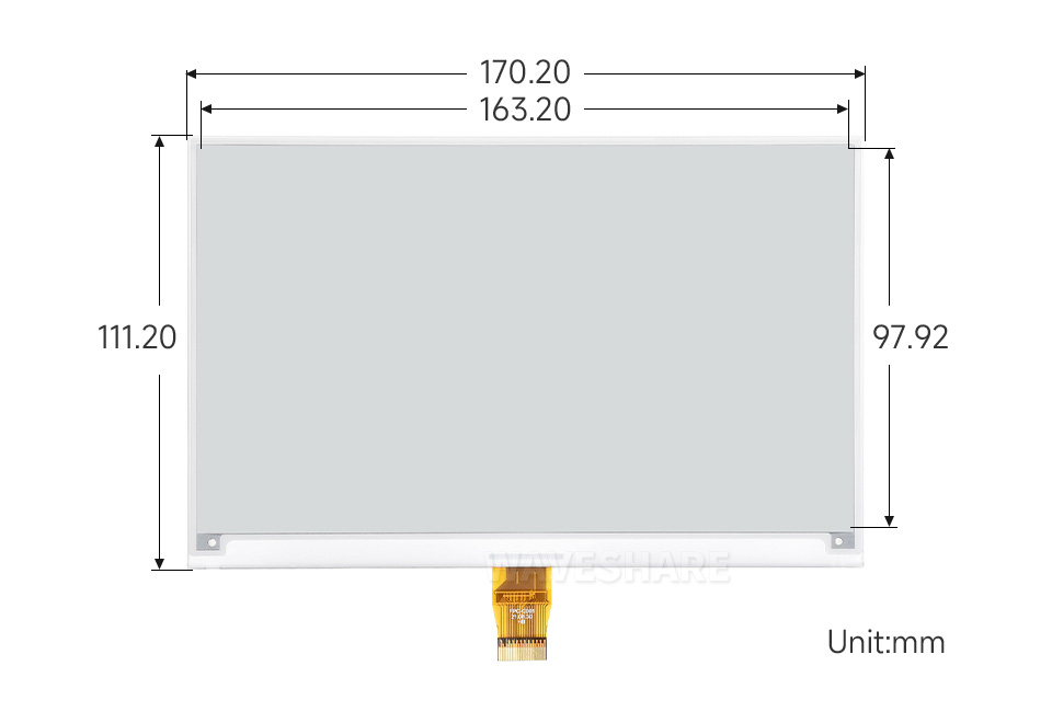 2.13 英寸电子墨水屏尺寸