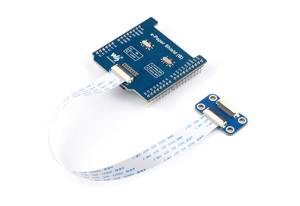 Arduino 标准接口电子墨水屏驱动板配备转接板和 FFC 线