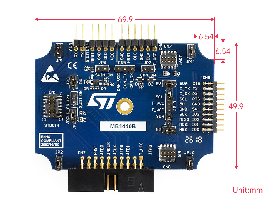 STLINK-V3SET 仿真下载器产品尺寸