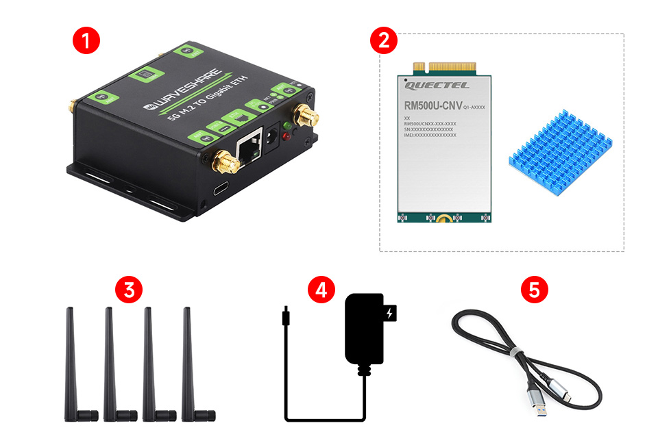 RM500U-CNV 5G M.2 TO ETH 配置清单