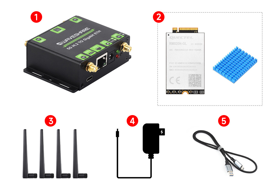 RM520N-GL 5G M.2 TO ETH 配置清单
