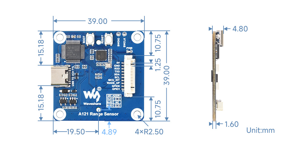 60GHz 毫米波雷达外形尺寸