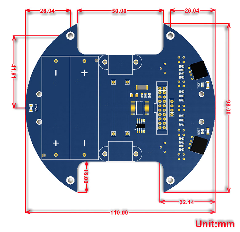 树莓派3代B Arduino 智能车 AlphaBot尺寸图