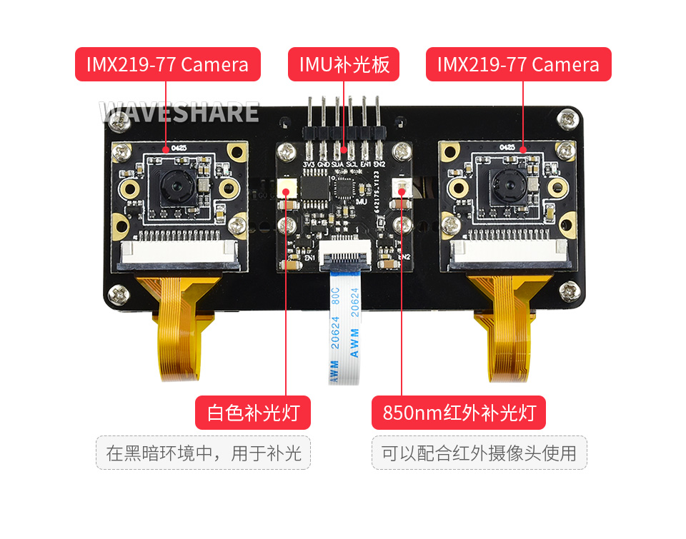 树莓派计算模块双目视觉扩展板接入双路摄像头