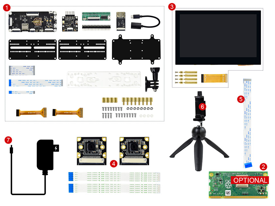 树莓派计算模块双目视觉扩展板配置清单