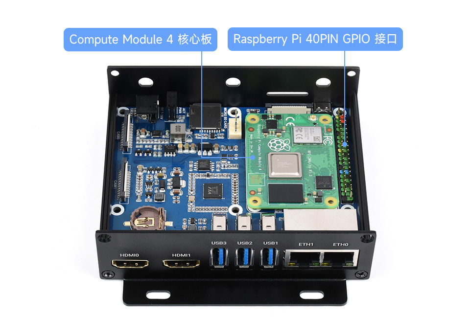 双千兆网口 CM4 主机机箱内部构造