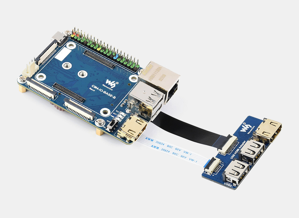 CM4 计算模块迷你主机支持接入 USB HDMI 扩展板