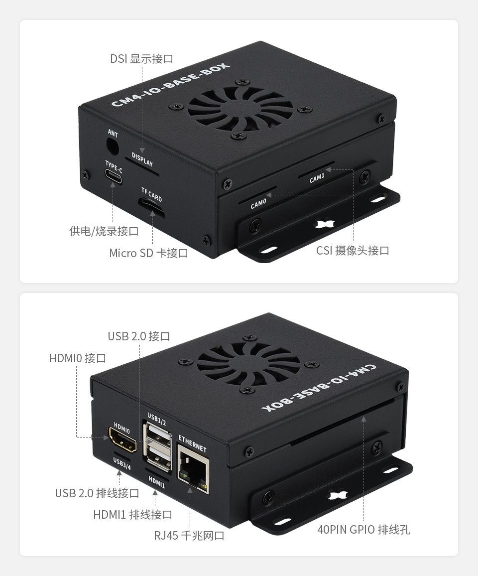 CM4 计算模块迷你主机细致的孔位设计
