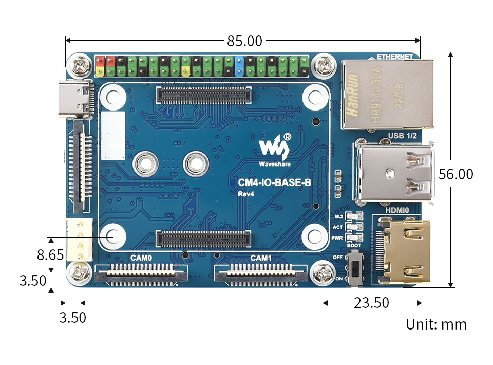 CM4 计算模块迷你主机产品尺寸