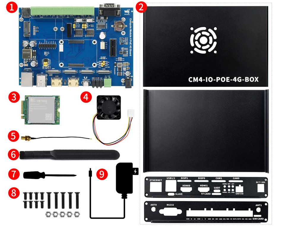 CM4 PoE Board 金属磨砂外壳配置清单