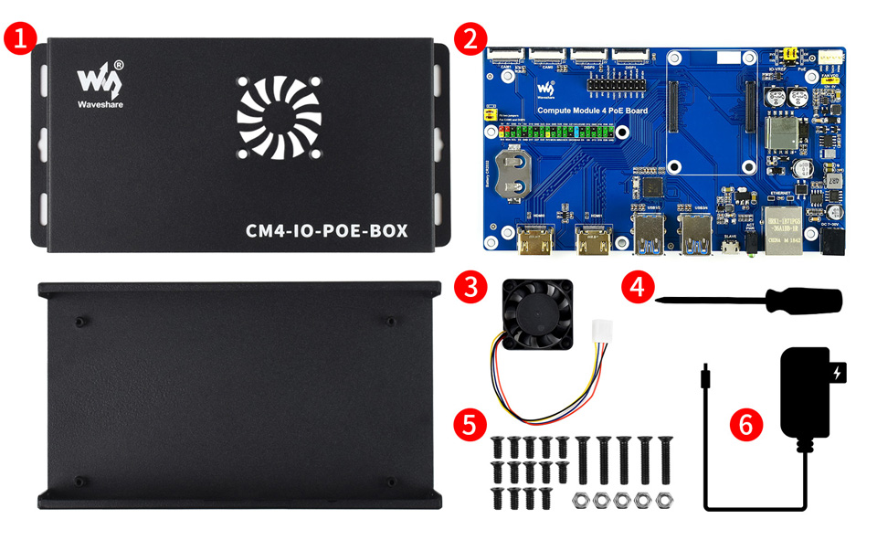 CM4 PoE Board 金属磨砂外壳配置清单