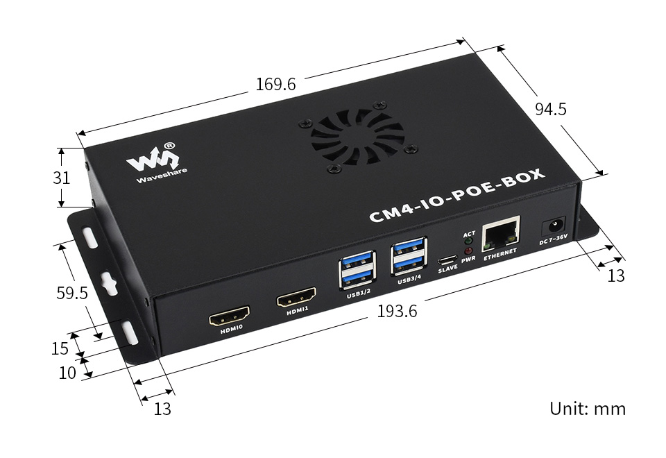 CM4 PoE Board 金属磨砂外壳产品尺寸