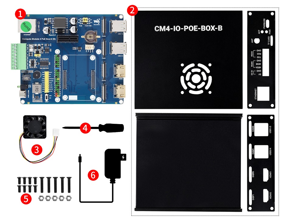 CM4 PoE Board 金属磨砂外壳配置清单