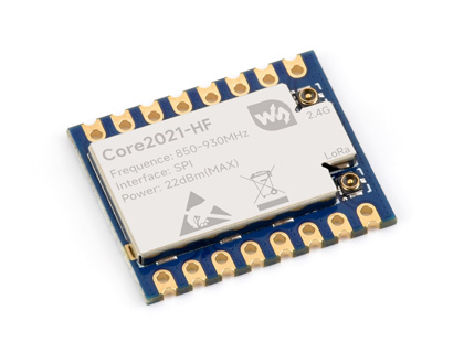 Core2021-HF LoRa 模组正面图 850-930MHz 无排针版本
