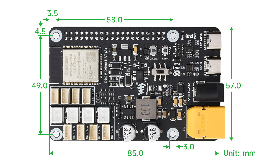 直驱伺服轮毂电机驱动板产品尺寸