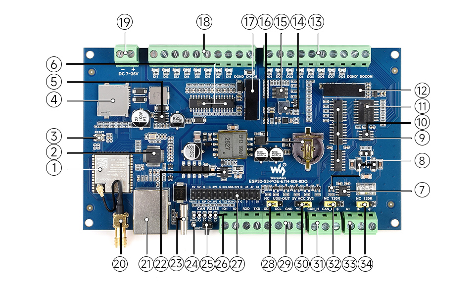 ESP32-S3 工控板 工业级 8 路 Wi-Fi 网络继电器资源简介
