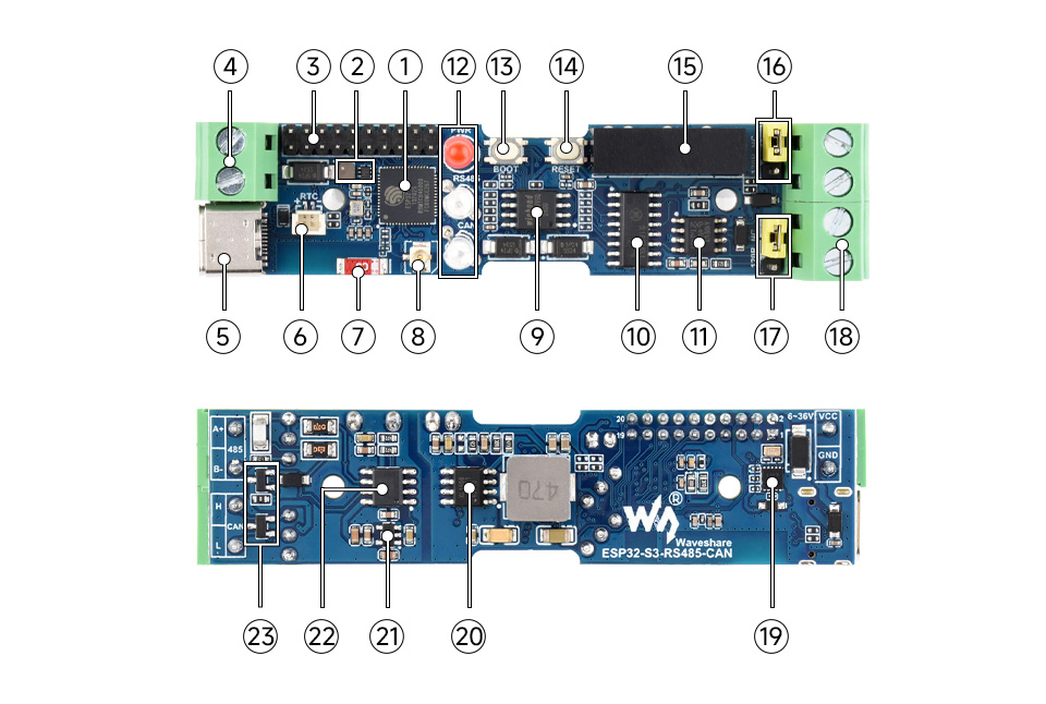 ESP32-S3 工控板工业级 RS485、CAN 通信器资源简介