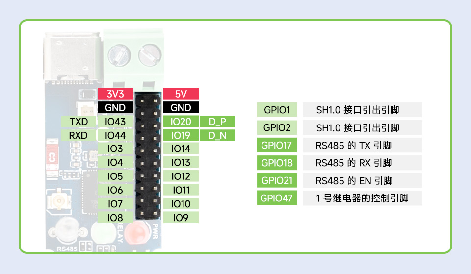 ESP32-S3 工控板 工业级 1 路 Wi-Fi 网络继电器多接口说明