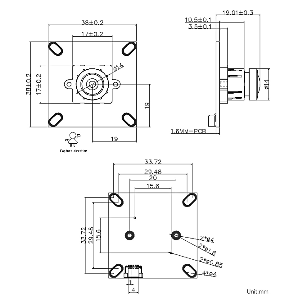 GC2093 2MP USB Camera A 的外型尺寸