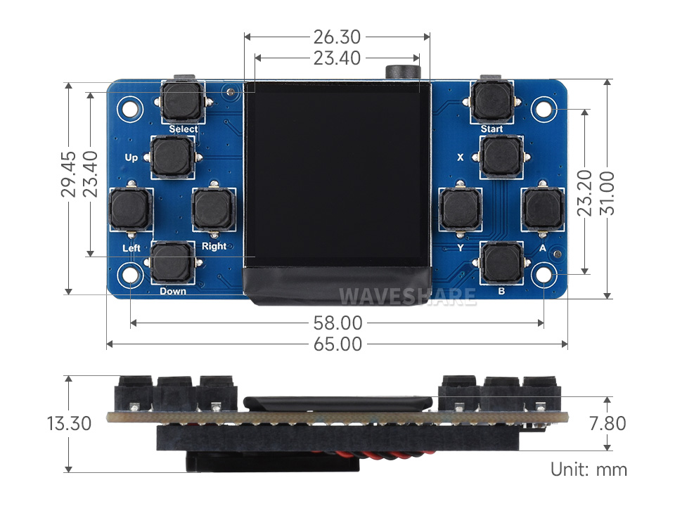 树莓派掌上游戏机外形尺寸