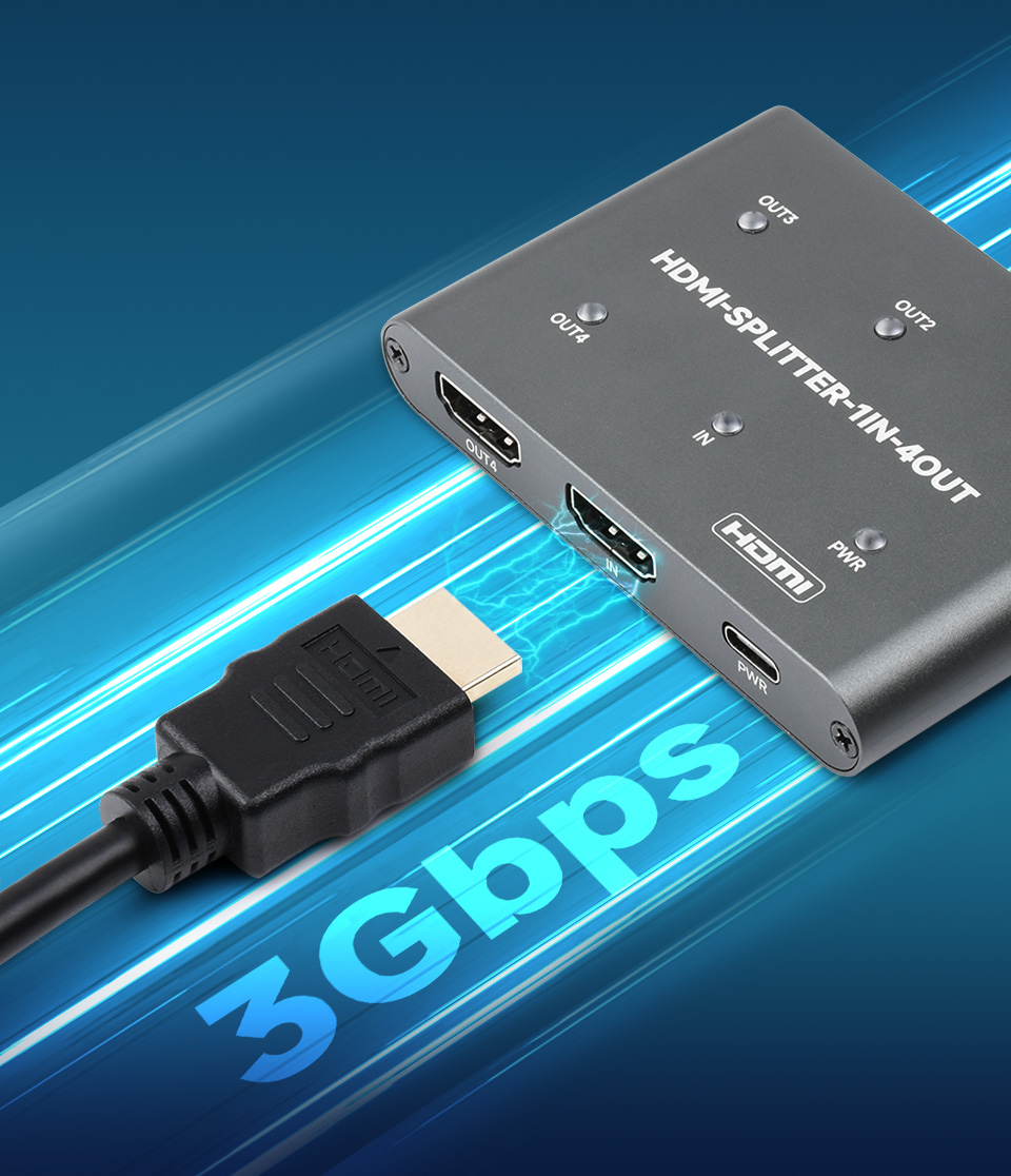 四路 HDMI 分配器高速传输