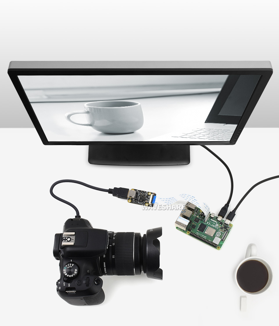 树莓派 HDMI 转 CSI 转接板连接相机显示器