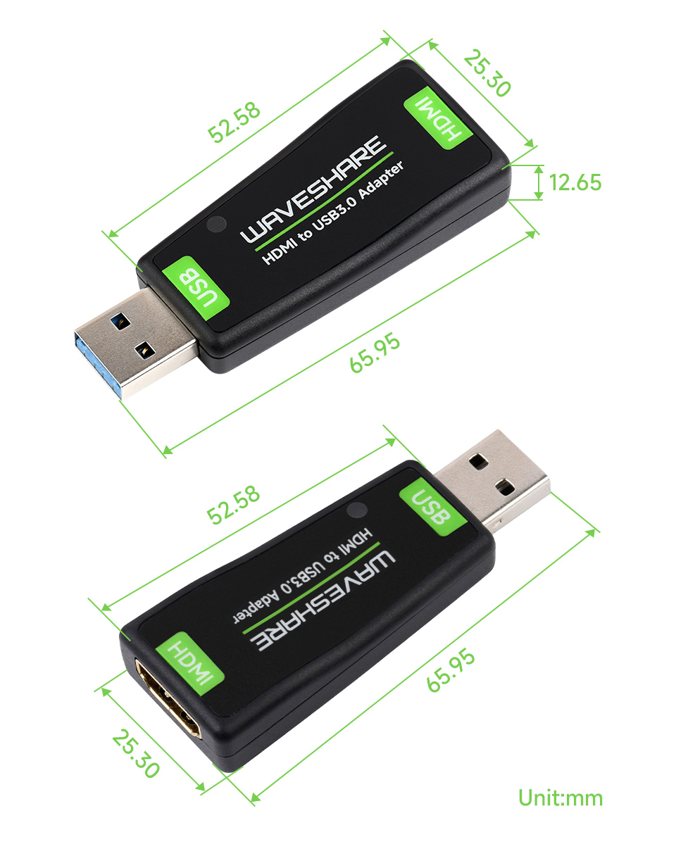 USB 高清视频采集卡产品尺寸