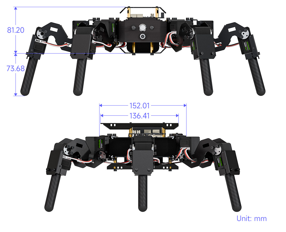 HexArth高自由度仿生六足机器狗外观结构