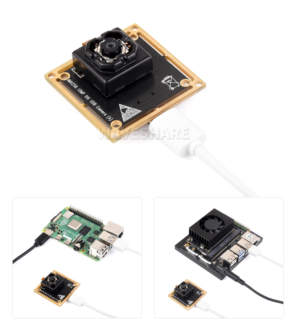 1300 万像素摄像头模块连接 USB 线效果图