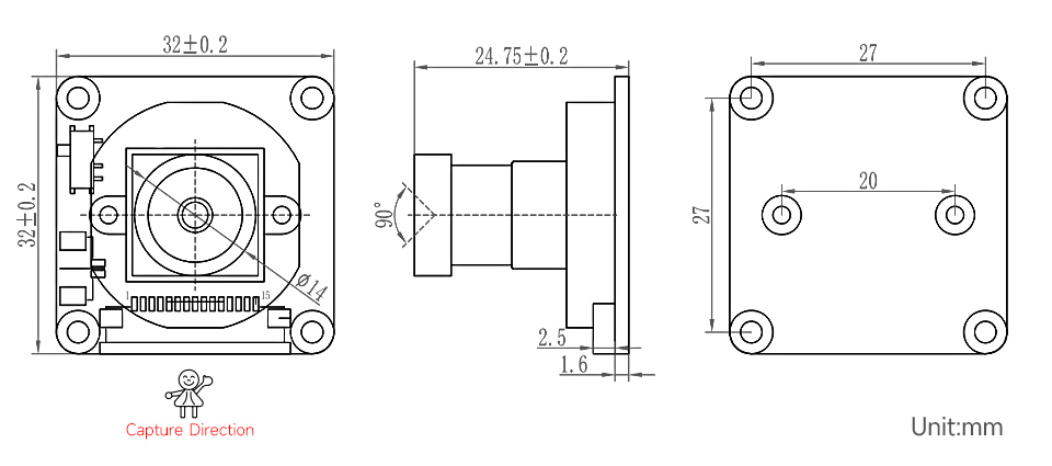 IMX327 星光级摄像头产品尺寸