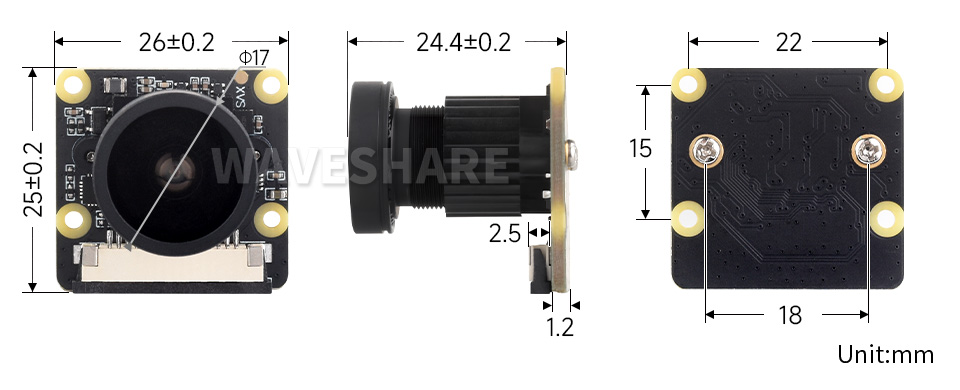 1230 万像素摄像头模块外形尺寸