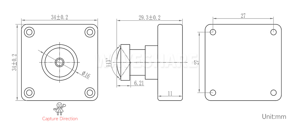 1200 万像素 IMX577 USB 摄像头模块产品尺寸