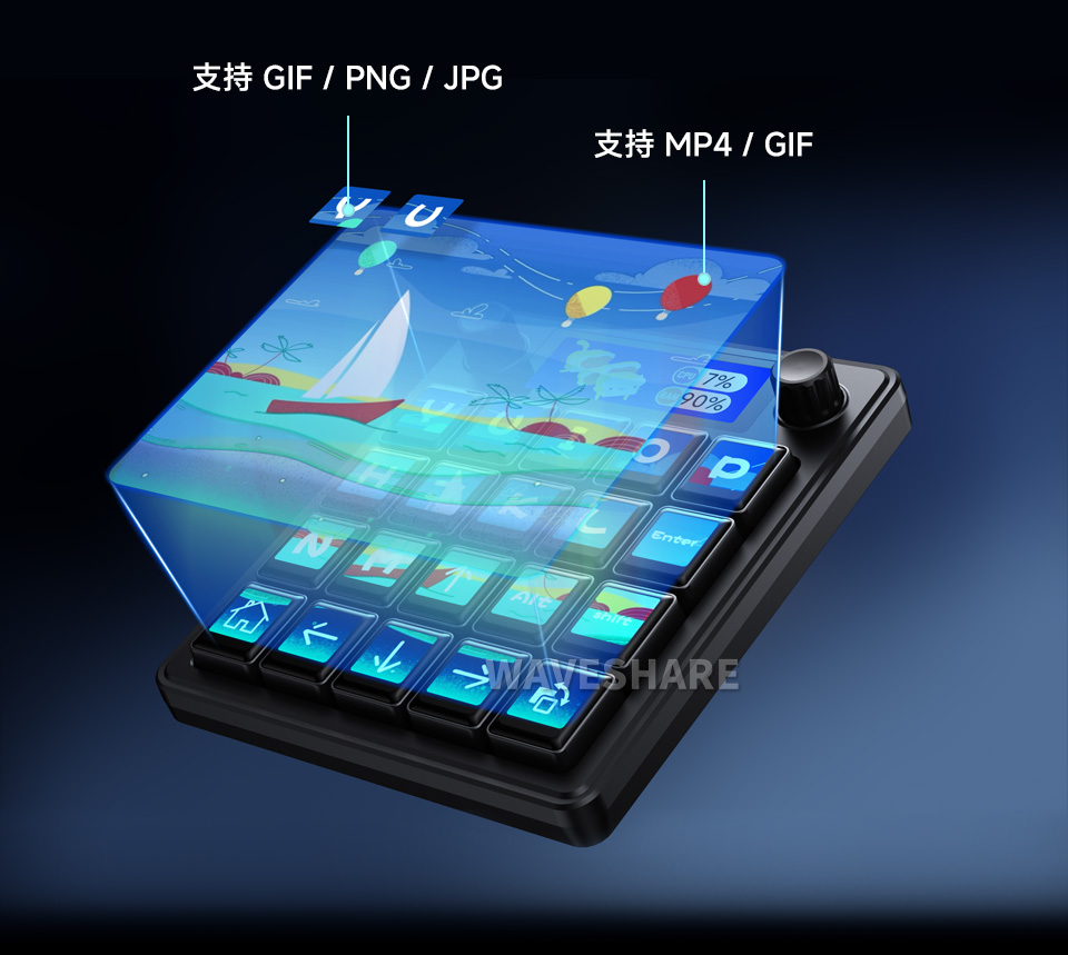 Waveshare MK20 多功能 AI 语音控制面板支持 20 屏拼接显示