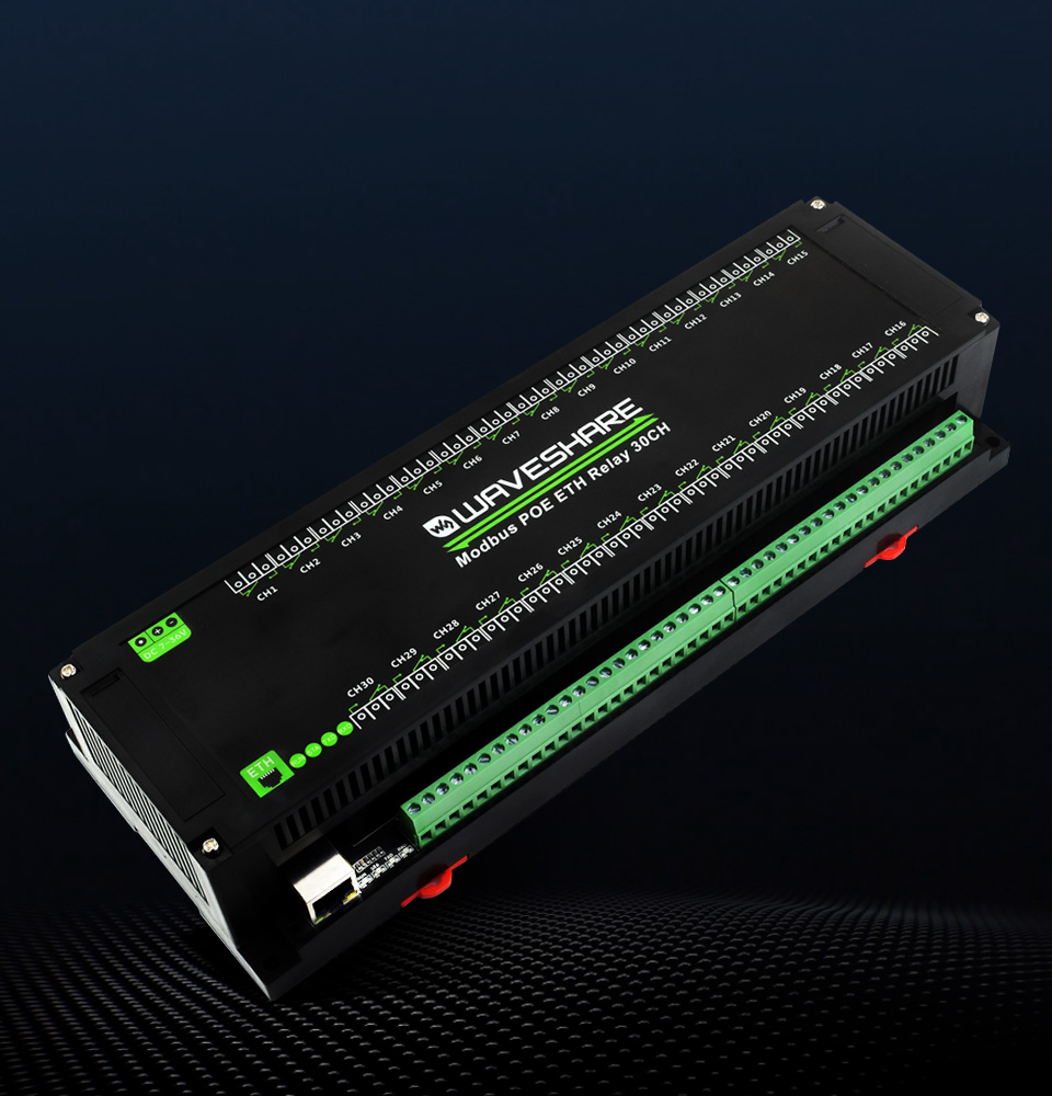 30 路以太网继电器模块，黑色网状背景