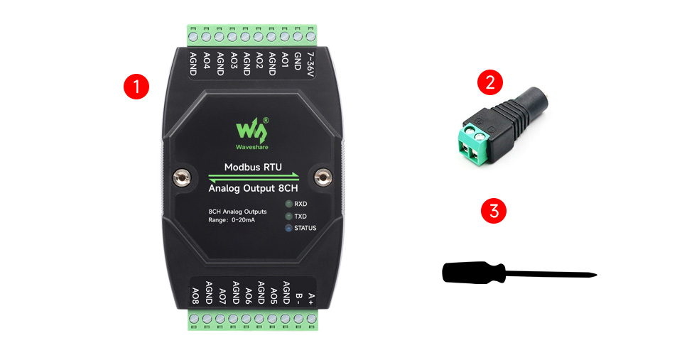 Modbus RTU Analog Output 8CH 配置清单