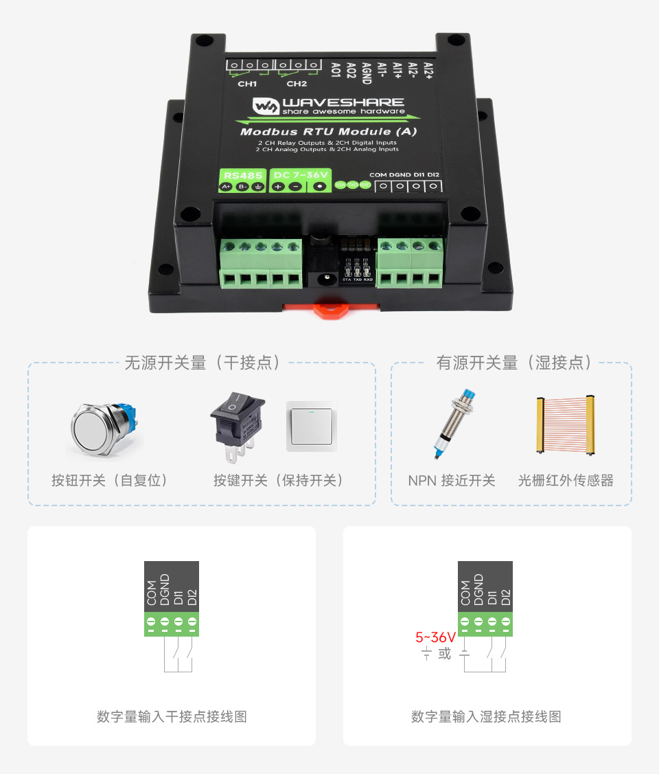 工业级混合输入输出模块板载多种隔离保护电路