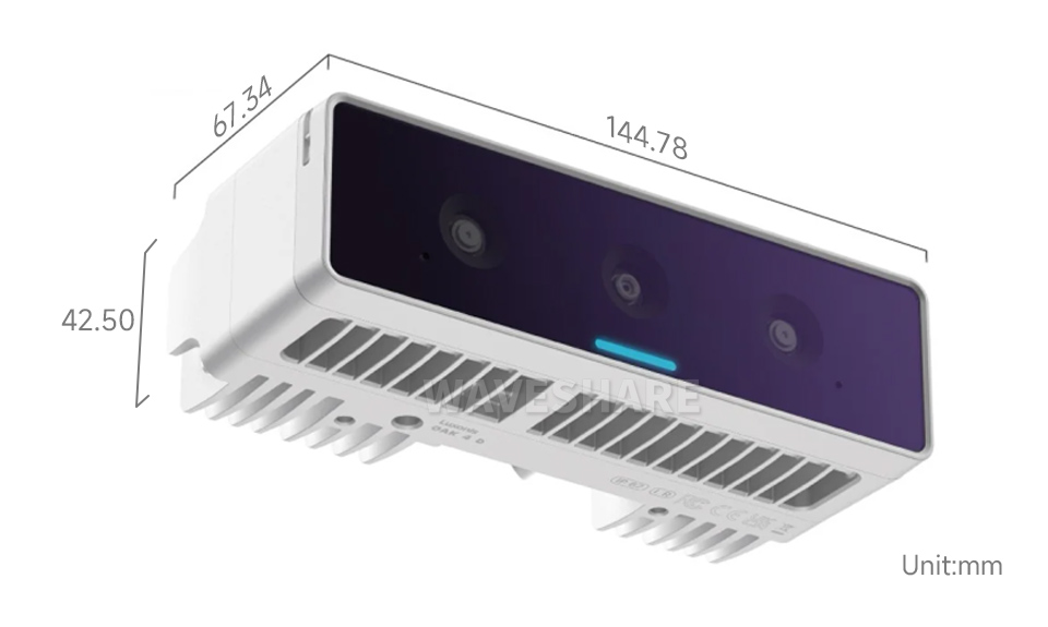 OAK 4 D 3D 深度视觉边缘 AI 推理相机产品尺寸