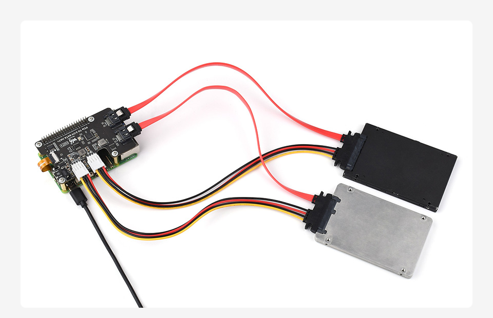 树莓派5 PCIe 转双通道 SATA 扩展板，支持 SATA 硬盘协议