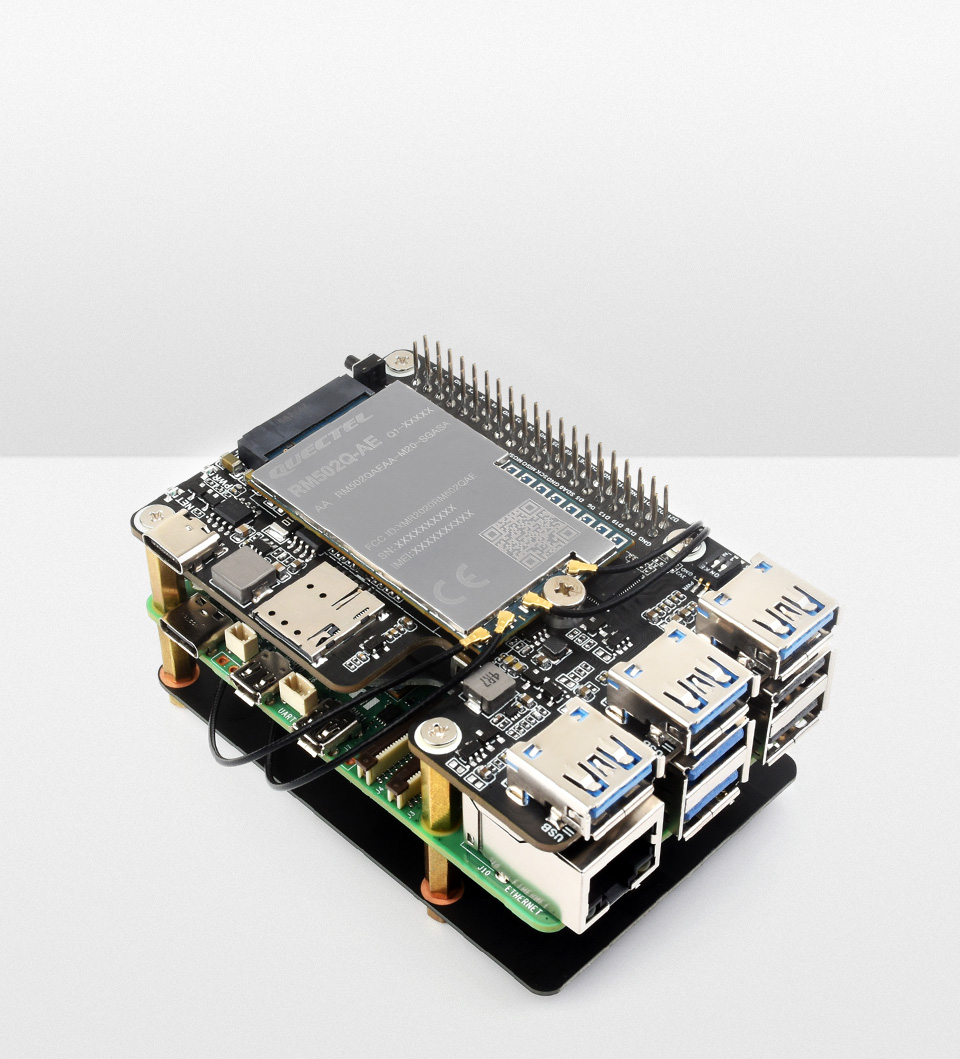 树莓派5 PCIe扩展板搭载在树莓派主板5上