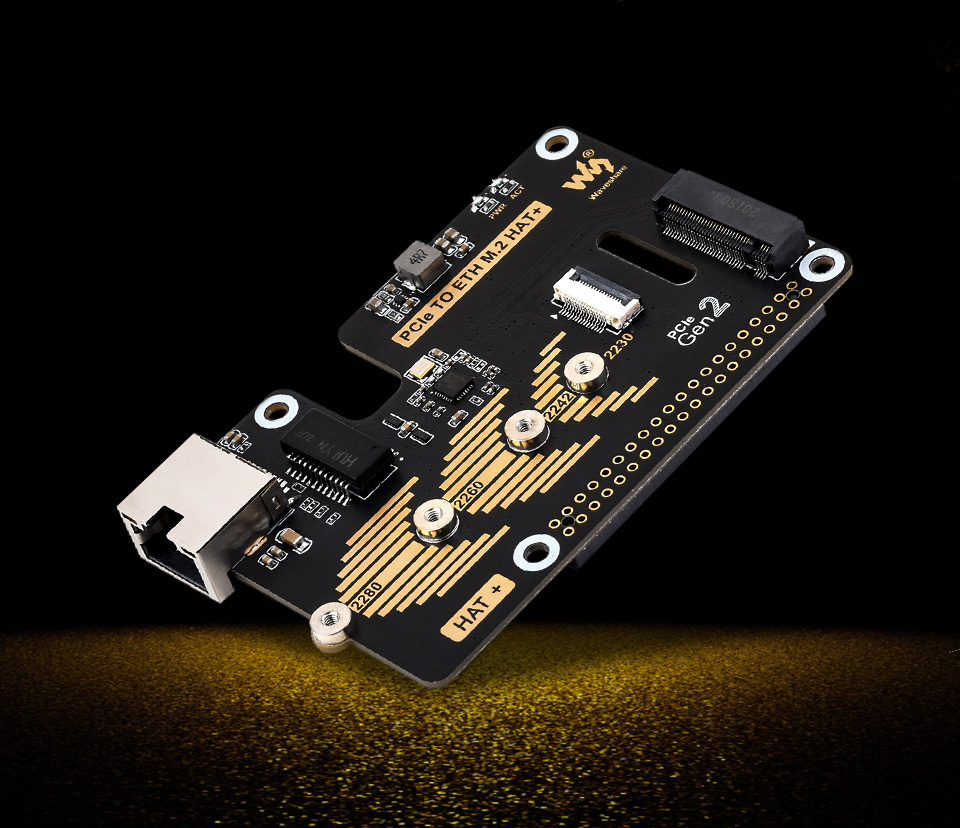 树莓派5 PCIe 转 M.2 扩展板，小巧一体式散热，适用的硬盘接口，包括M key和B&M Key