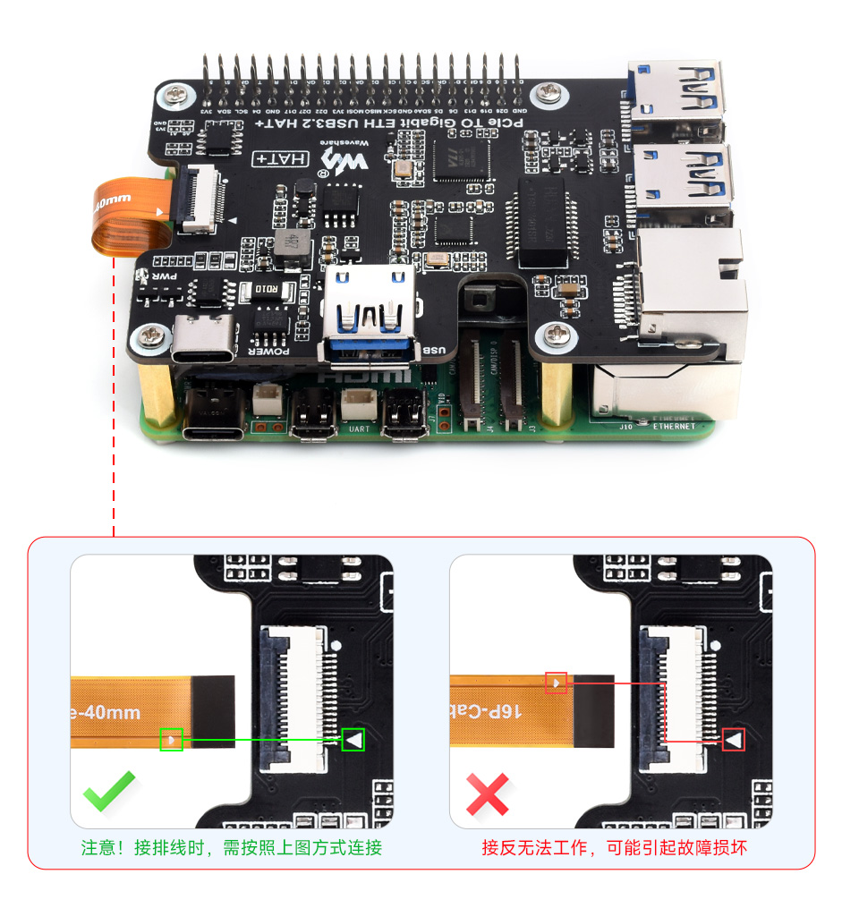 通过 16PIN 排线接入 PI5