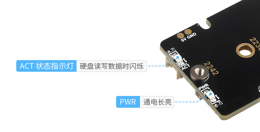 树莓派5 PCIe 转 M.2 扩展板，小巧一体式散热板载双 LED 指示灯