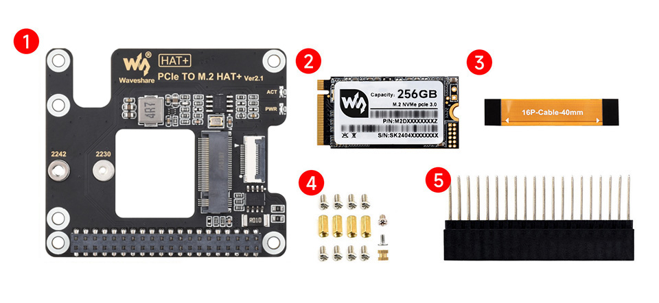 树莓派 5 PCIe 转 M.2 转接板配置清单