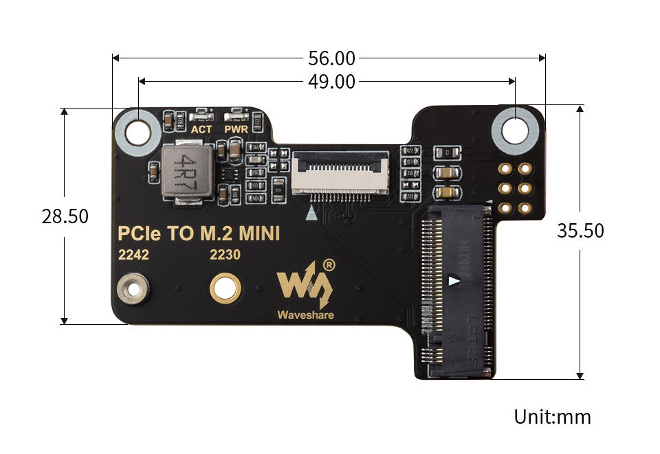 PCI-E 转 M.2 转接卡外形尺寸