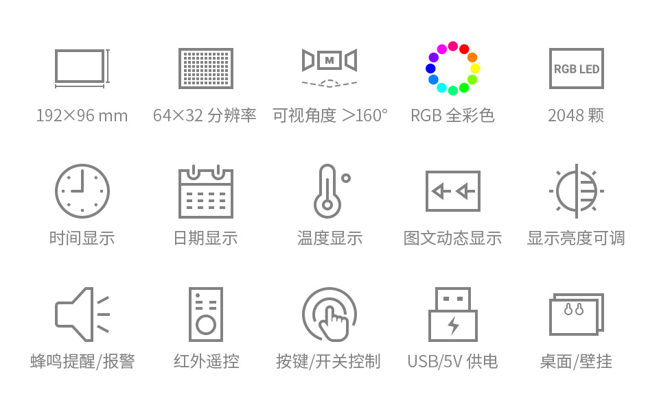 树莓派 Pico 全彩多功能电子时钟主图